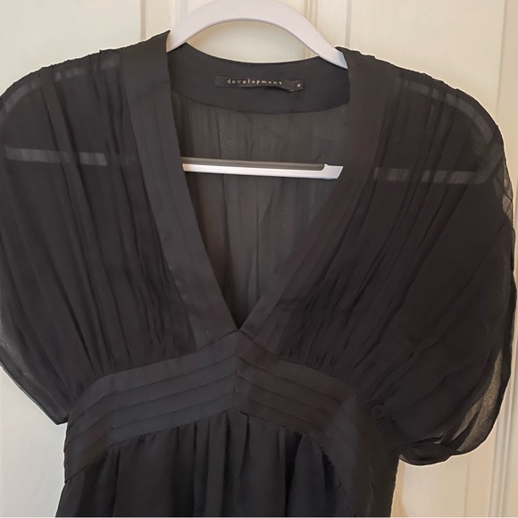 Elegant Black Sheer Sleeve Dress - Picture 3 of 7